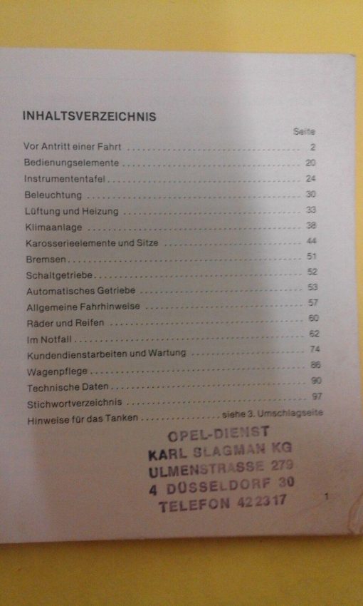 ORIGINAL OPEL Betriebsanleitung Serviceheft Handbuch Commodore C