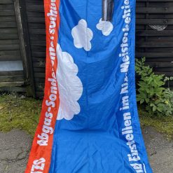 NEU Fahne Banner Abgasuntersuchung Meisterbetrieb blau-rot