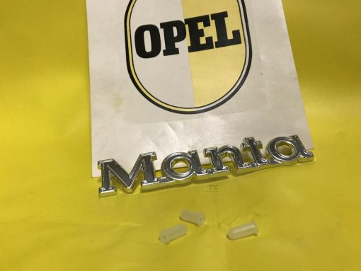 NEU + ORIGINAL OPEL Manta A Emblem Kofferdeckel CHROM Zeichen inkl Tüllen NOS