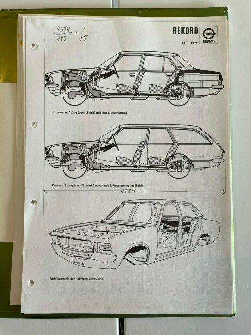 ORIGINAL OPEL Broschüre + Werksfotos Rekord D Limousine Coupe Caravan Innenraum