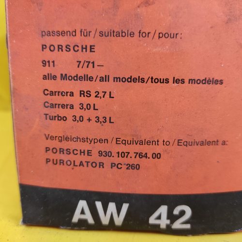 Ölfilter Filter Porsche 911 914 Carrera RS Turbo 2,7 3,0 3,3 NOS Neu