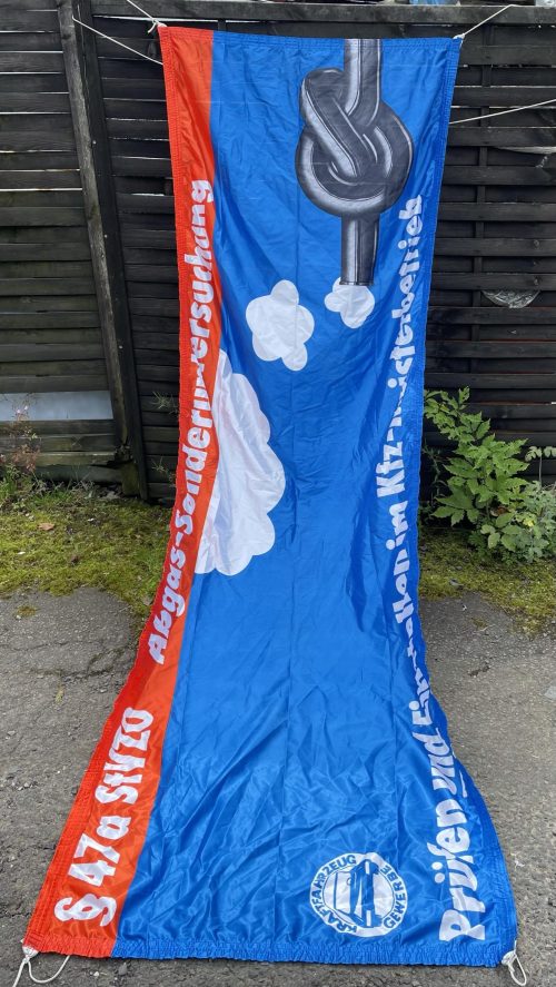 NEU Fahne Banner Abgasuntersuchung Meisterbetrieb blau-rot