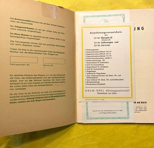 NEU + ORIGINAL Betriebsanleitung Opel Olympia Rekord Ausgabe Mai 1957 incl. Schmieranleitung