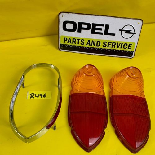 ORIGINAL OPEL Olympia Rekord 55 + 56 SET 2x Rücklichtglas 1x Chromrahmen Rahmen Rücklicht