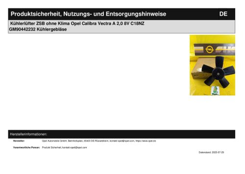 Kühlerlüfter ZSB ohne Klima Opel Calibra Vectra A 2,0 8V C18NZ GM90442232 Kühlergebläse