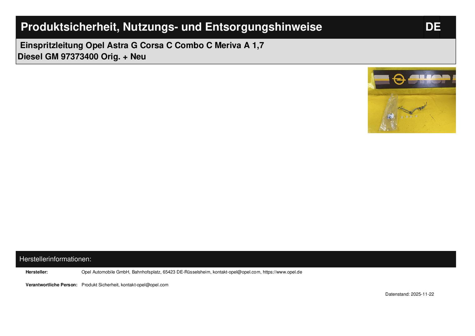 ID_125821_orig-2.jpg Einspritzleitung Opel Astra G Corsa C Combo C Meriva A 1,7 Diesel GM 97373400 Orig. + Neu