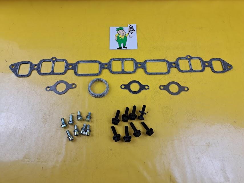 ID_140957-3.jpg Auspuff Krümmer Dichtsatz Opel Commodore A + B + C Dichtungen Schrauben Neu